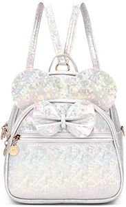 KL928 Girls Bowknot Polka Dot Cute Mini Backpack Small Daypacks Convertible Shoulder Bag Purse for Women (Shiny White)