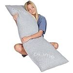 Snuggle-Pedic Long Body Pillow for Adults - Big 20x54 Pregnancy Pillows w/Shredded Memory Foam & Cooling Pillow Cover - Cuddle Firm Maternity Side Sleeper Pillow Insert to Hug for Bed - Grayy