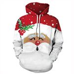PANBOB Men'S Pullover Christmas Theme Printing Funny 3D Santa Claus Casual Loose Fit Drawstring Men'S Hoodie Modern Fashion Men'S Sweatshirt QYXH-318 M