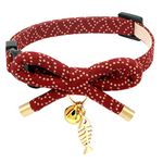 PetSoKoo Bowtie Cat Collar With Bell. Stylish Bowknot With Fish Bone Charm. Safety Breakaway, Light Weight, Soft, Durable.