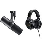 Shure SM7B Vocal Dynamic Microphone for Podcast & Recording with SRH840A Over-Ear Wired Headphones for Critical Listening & Monitoring