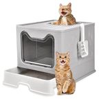 24x7 eMall Oversized Foldable Cat Litter Box, Litter Box with Lid Extra Large Front Entry Top Exit, Drawer Type Enclosed with Litter Scoop, Cat Toilet Easy Cleaning - 51x41x38 Cm