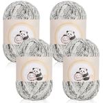 Aeelike Chenille Yarn 400g, 4 Pack Plush Chenille Chunky Yarn for Crochet 100g, Soft Fluffy Baby Velvet Thick Ombre Wool for Knitting Blankets, Scarves, Socks & DIY Crafts, Gradient Grey
