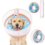 Inflatable Dog Cone Collar with Enhanced Anti-Licking, Soft Neck Donut for Dogs Cats, Recovery Pet Cone Collar After Surgery for Large Medium Small Dogs (Donut Blue, L)