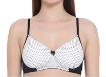 BODYLONIAN Women's Polyamide Printed Padded Demi Cup Wire Free Push-Up Bra - White (D, 34)