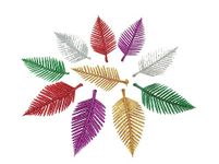 PRANSUNITA Flower Making Glitter Designer Leaves with Stem, 10 cm Length for Weddings, Valentine, Party Baby Shower Home Decoration Crafts, Pack of 15 pcs, Color- Multicolor