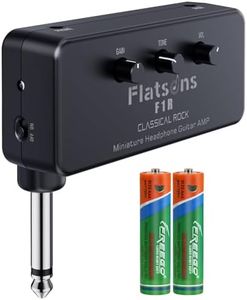 Flatsons F1R Mini Guitar Headphone Amp, Distortion Timbre Electric Guitar Headphone Amplifier with 3.5mm Earbud/AUX Jack, Portable Amp for Silent Practice Indoor Travel Night (Included 2 AAA Battery)