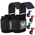 BEAST RAGE Weight Lifting Hooks Wrist Straps Thick Neoprene Padded Rubber Coated Fitness Wraps Non Slip Pull Up Deadlift Grips Training Exercise Gym Workout Men Women (Black)