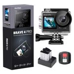 AKASO 4K30fps Waterproof Action Camera - 20MP Dual Screen 40M Underwater Camera, Stabilization, 5x Zoom, Remote Control Sports Camera with Accessory Kit (Brave 4 Pro)