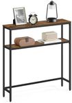 VASAGLE Console Table, 2-Tier Sofa Table, 7.9 x 31.5 x 31.5 Inches, Narrow Entryway Table, Modern Entry Table with 2 Shelves, for Living Room, Bedroom, Rustic Brown and Ink Black ULNT130K01