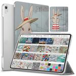 DuraSafe Cases for iPad Air 4th, Air 5th, Air 6th, Air 11 Model Smart Slim Lightweight Protective Cover with Auto Wake/Sleep Function-Bunny Hat