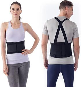 NYOrtho Back Brace Lumbar Support Belt - for Men and Women | Instantly Relieve Lower Back Pain | Maximum Posture and Spine Support, Adjustable, Breathable with Removable Suspenders | XL 38-42 in.