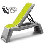 leikefitness Multifunctional Aerobic Deck with Cord Workout Platform Adjustable Dumbbell Bench Weight Bench Professional Fitness Equipment for Home Gym (Green)