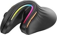 ProtoArc Ergonomic Mouse Wireless, EM11 Bluetooth Vertical Ergo Mouse, Rechargeable, 2.4G RGB Optical Vertical Mice with 3 Adjustable DPI, 3-Device Connection for PC, iPad, Mac, Windows-Black