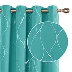 Deconovo Living Room Curtains 2 Pieces Thermal Insulated Cold Warm Curtains for Bedroom Grommet Top Turquoise 52x84 Inch