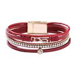 KunBead Jewelry Infinity Red Leather Wrap Bracelets for Women Handmade Braided Boho Multilayer Magnetic Buckle Bracelet Wristband Cuff Bangle Birthday Gifts