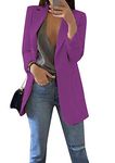 DIACACY Women’s Lightweight Plain Boyfriend Suit Coat Blazer Long Sleeve Plus Size Jacket Blazer Purple M