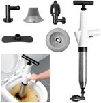 Toilet Plunger, Sink Plungers For Unblocking, Air Clog Remover, Air Drain Blaster Gun With 4 Replaceable Heads, Bathroom Plunger Detachable Assembly Sewer, For Sink Toilet Floor Drain And Pipe Clog