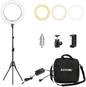 ZOMEi 14" Ring Light with Stand, Dimmable LED Ring Light Bi-Color Selfie Ring Light for Camera,Phone , Makeup Selfie Photography Ring Light for Tiktok,YouTube Video Shoot