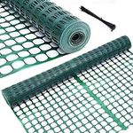 Garden Fence Animal Barrier: Ohuhu 4x50 FT Reusable Snow Fence Netting Plastic Safety Fence Roll with Zip Ties, Temporary Pool Fence Construction Fencing for Poultry Deer Rabbits Chicken Dogs, Green