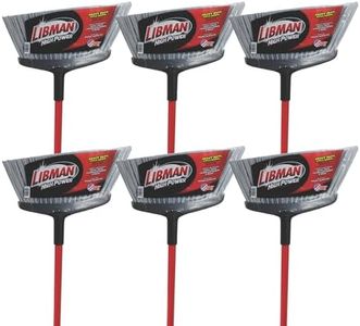 Libman Commercial 1102 Rough Surface Angle Broom, Steel Handle, 15" Wide, Red Handle and Gray Bristles (Pack of 6)