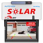 AUTO-VOX Wireless Solar Backup Camera with 5" HD Display: 3 Minute Installation and Battery Powered Backup Camera Systems, IP69K Waterproof for Car Van SUV Truck