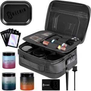 OZCHIN Activated Carbon Fiber Bag with Combination Lock, Large Storage Bag with Airtight Glass Jars & Waterproof Zippers Box, Large Travel Bag for Home Organization & Holiday Gifts