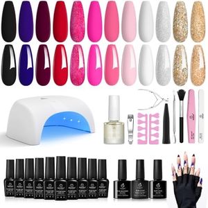 beetles Gel Polish Gel Polish with Uv Led Light Nail Lamp 12 Colors Manicure Kits with Base Top Coat Snow White Soft Pink Art Salon Diy Home for Girls Women