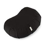 Basaho CRESCENT Zafu Meditation Cushion | Organic Cotton | Buckwheat Hulls | Removable Washable Cover (Zen Black)