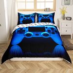 Gamepad Comforter Cover Set Games Bedding Set Boys Teen Kids Girls Player Gaming Videogame Controller Decor Soft Duvet Cover Modern Gamer Quilt Set,1 Duvet Cover with 1 Pillow Case, Twin Size,Blue