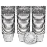 ebake Foil Pie Cases - 50 Pack Reusable Foil Cupcake Cases 200ml - Aluminium Foil Tin Cups for Airfryer - Silver Cupcake Cases for Foil Dishes and Baking Moi Moi, Muffin, Tart, and Yorkshire Pudding