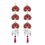 Kaameri Bazzar Lotus with Cow & Jhumki Style Hanging for Ganpati Decor and Diwali Decoration|MDF Floral Wall Hangings for Home Decoration, Temple, Main Door Entrance |2 Pair |