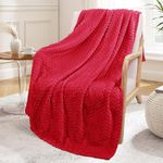 Exclusivo Mezcla Extra Large Flannel Fleece Throw Blanket, 50x70 Inches Leaves Pattern Soft Throw Blanket for Couch, Cozy, Warm, and Lightweight Blanket All Season Use, Red Blanket