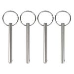 Quick Release Pin 4Pcs Set - Diameter 6.3mm, Total Length 76mm, Bimini Top Pin, 316 Stainless Steel Marine Accessories for Boat Canopy