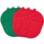 R HORSE 6Pcs Pot Holder with Pocket Red Green Pocket Pot Holder Set Cotton Heat Resistant Potholder Machine Washable Hot Pads Terry Cloth Potholders for Kitchen Baking Cooking