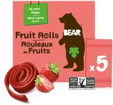 BEAR Fruit Rolls, 5 packs of 2 Rolls per Box - Healthy Fruit Snack, Strawberry Flavour, 100 gram