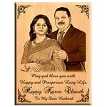 Amazing Gifts Karwa Chauth Special Photo Gift for Husband/Wife - Personalized Engraved Wooden Photo Frame (8x6)