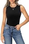 CHICZONE Vest Womens Summer Knit Ribbed Tank Tops Ladies Sleeveless High Neck Casual Shirts Slim Fitted Trendy Work Cute Basic Sweater Vest Black Medium