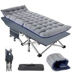 ZIKEBTUY Camping Bed for Adults, Folding Fold Up Guest Bed, 1200D Layer Oxford Camp Bed with Mattress, 440lbs Load Capacity, Portable Camping Cot for CampTravel Picnic Outdoor Home Office (Grey)