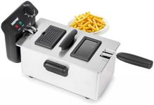 Geepas Deep Fat Fryer 3L | Food Grade Stainless Steel with Viewing Window and Safety Cut Out | Non-Slip, Easy Clean and Adjustable Temperature Control | Compact, 2100W | 2 Years Warranty, Silver