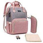 motherly 19 liter Evergreen Muse Babies Diaper Bags for Mothers with 1 Bottle Bag + 1 Diaper Changing Mat + 1 Set of Stroller Hooks (Grey and Pink)