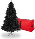 5FT Black Christmas Tree, Small Artificial Halloween Tree with 600 Branch Tips, Xmas Full Tree for Indoor Holiday Carnival Party,Foldable Metal Stand