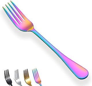 Rainbow Dinner Forks Set of 12, Berglander Stainless Steel Titanium Mutil-Color Plating Fork Set, Colorful Forks And Spoons Silverware, Table Forks Set Sturdy And Dishwasher Safe