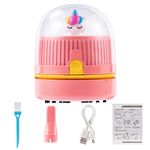 Joi-Fun Desktop Vacuum Cleaner USB Charging with Vacuum Nozzle Cleaning Brush and Night Lamp, Cordless& 360º Rotatable Design Mini Table Dust Vaccum Cleaner for Cleaning Dust, Crumbs, Keyboard(Pink)