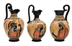 Generic Set 3 Ceramic Vase Pot Black-Figure Greek Pottery Zeus Apollo Athena, Multicolor, k7k8k10