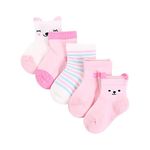 SYGA Girls 5 Pairs Baby Girl Boys Non Slip Trainer Ankle Length Socks Toddlers Infant Socks Warm And Socks Cotton Stretch Crew Anti-Slip Baby Socks- Pink Bunny, 0-1 Years