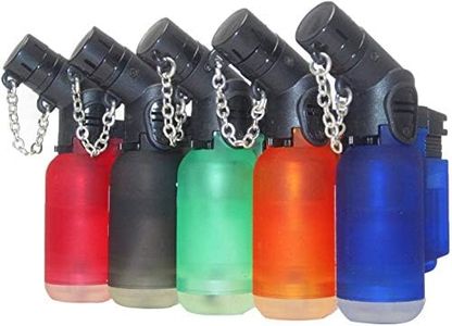 Set of 5 - Windproof Single Jet Flame Torch Cigarette Lighter Refillable (No Butane/Empty)