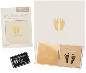 Lucy Darling My Foot Book, 1 Yr Footprint Baby Memory Book for Girl or Boy, Unique Keepsake Baby Books for Newborn's First Year, Cute Baby Shower Gifts, Scrapbook-Style Footprints Book with Ink Pad