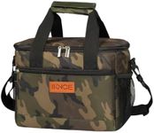 iknoe Large Foldable Cooler Bag, 8.5L Insulated Lunch Bag, Leakproof Lunch Cooler Tote with Multi-Bag Design Suitable for Beach, Picnic and Office Use, Camo 15-Can