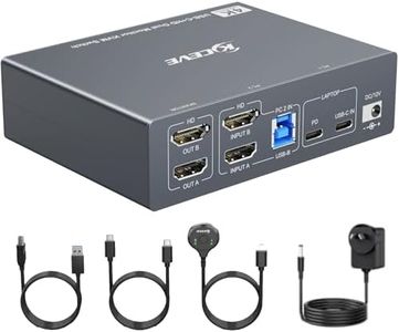 KVM Switch 2 Monitors for 1 Laptop and 1 Desktop 4K@60Hz, USB C HDMI Dual Monitor KVM Switch,Docking Station KVM Switches with 4 USB 3.0 Port, 80W PD Charging, Wired Remote and USB-C Cable Included